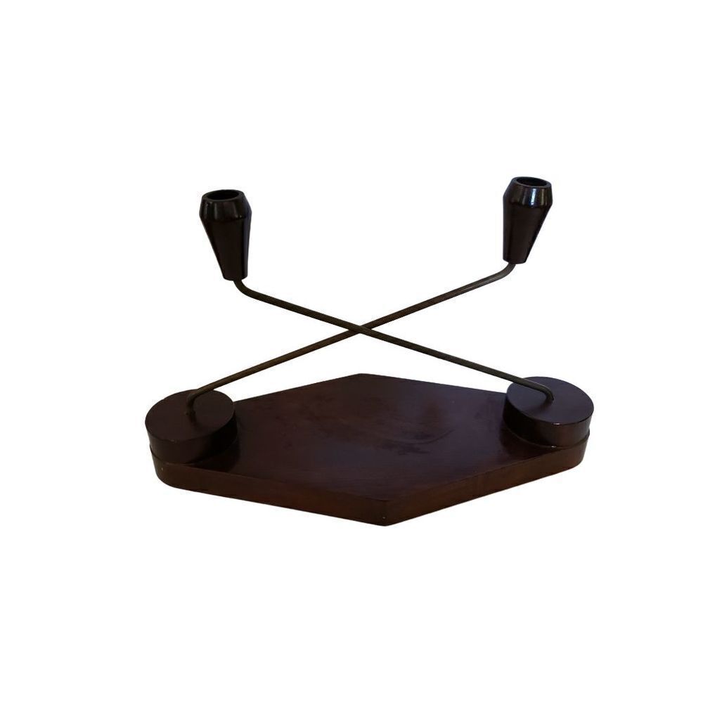 Wood & Metal Adjustable Candle Holder